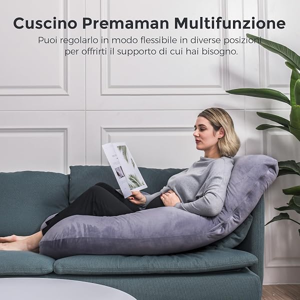 momcozy Cuscino Gravidanza in Velluto – Cuscino a Forma di U per Dormire in Gravidanza 145cm, Supporto per Schiena, Pancia, Gambe e Fianchi – Cuscino Gravidanza per Dormire Laterale - 3