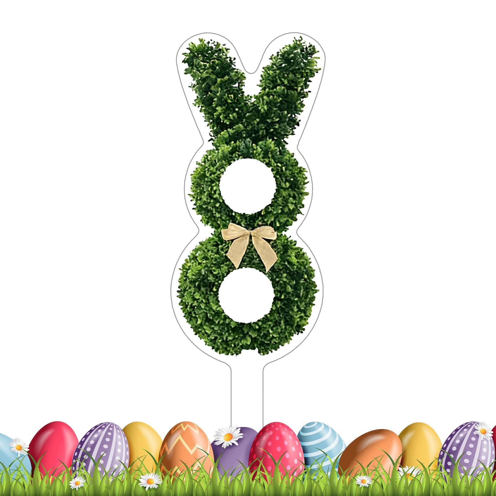 Muiltvoe Easter Bunny Yard Stakes, 2D Acrylic Bunny Tree Ornament, Easter Garden Stakes for Outdoor Garden, Lawn, Park, Porch, Home, Indoor, Holiday Decoration