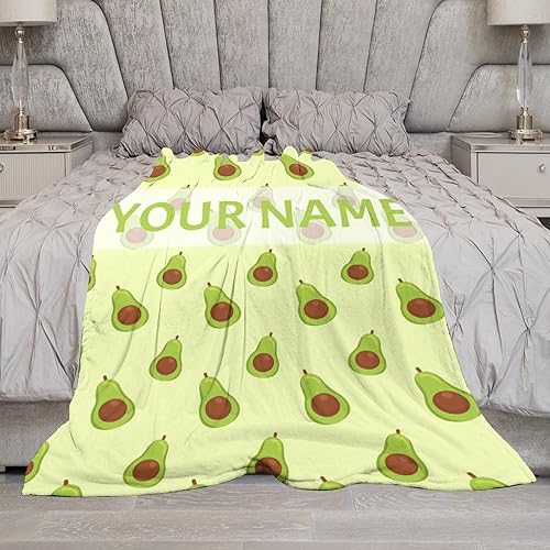 Miniatura 7 de Manta de aguacate personalizada con nombre, suave, mullida y cálida, manta pequeña de 40 x 50 pulgadas para sofá, verde, bonita manta para niñas y