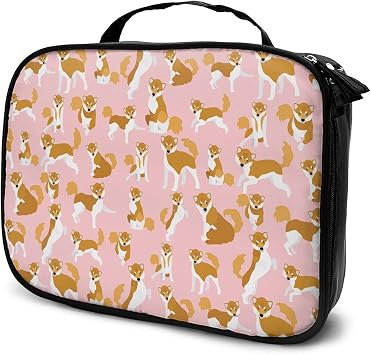 Amazon Co Jp 柴犬 ピンク色の背景 化粧ポーチ 女性 メイクブラシバッグ メイクボックス 化粧バッグ 大容量 コスメボックス ネイルボックス 防水 仕切り 小物入れ 化粧道具 メイク収納 スーツケース 旅行 出張用 メイクバッグ おしゃれ 持ち運び 人気 女子高生