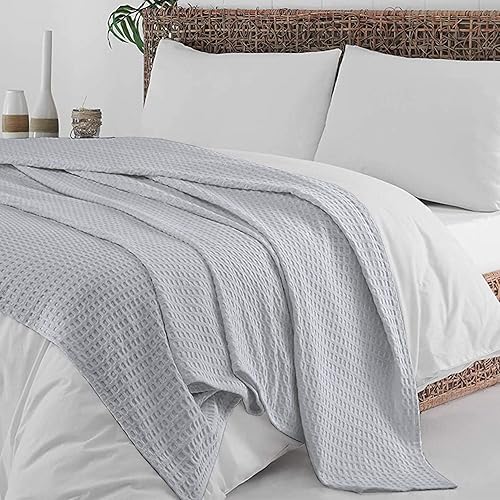 Miniatura 7 de Mantas de algodón de gran tamaño King para cama, mantas de tejido gofre para verano, mantas tejidas acogedoras y suaves, mantas ligeras de otoño,