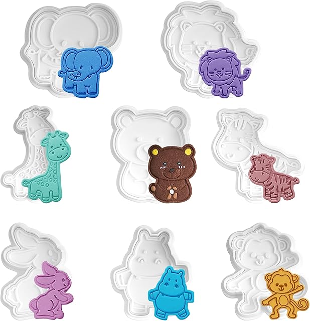 Animal Cookie Cutters Set 8 Pcs Fondant Cutters Plunger Baking Mould Cookie Stamps Biscuit DIY Embossing Cake Mold Presses