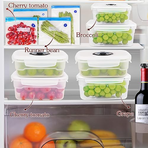 Miniatura 8 de SonicoFraîche Juego de iniciación de máquina selladora al vacío con sellador de mango manual, sellador al vacío de mano, almacenamiento hermético de