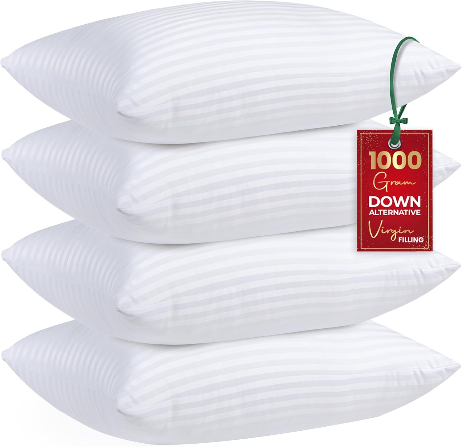 Utopia Bedding Bed Pillows Queen Size Set of 4 (White), Premium Soft Hotel Pillows, Original Down Alternative Filling, Pillow for Sleeping, Cooling Pillow for Back, Stomach and Side Sleeper