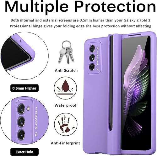 Miniatura 5 de Miimall Funda compatible con Samsung Galaxy Z Fold 2 con bisagra S Pen, con bisagras, lápiz capacitivo, soporte para bolígrafo + protector de