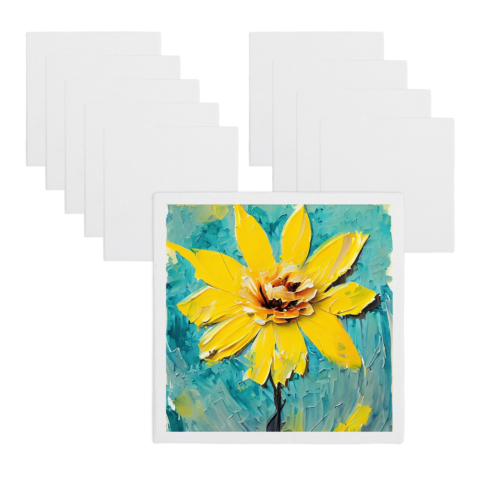 sourcing map Canvas Boards for Painting, 4x4 Cotton Blank Primed Art Canvas Panels Acid-Free for Painting Supplies Oil Acrylic Tempera Watercolor Pouring Paint Artists(White, Pack of 10)