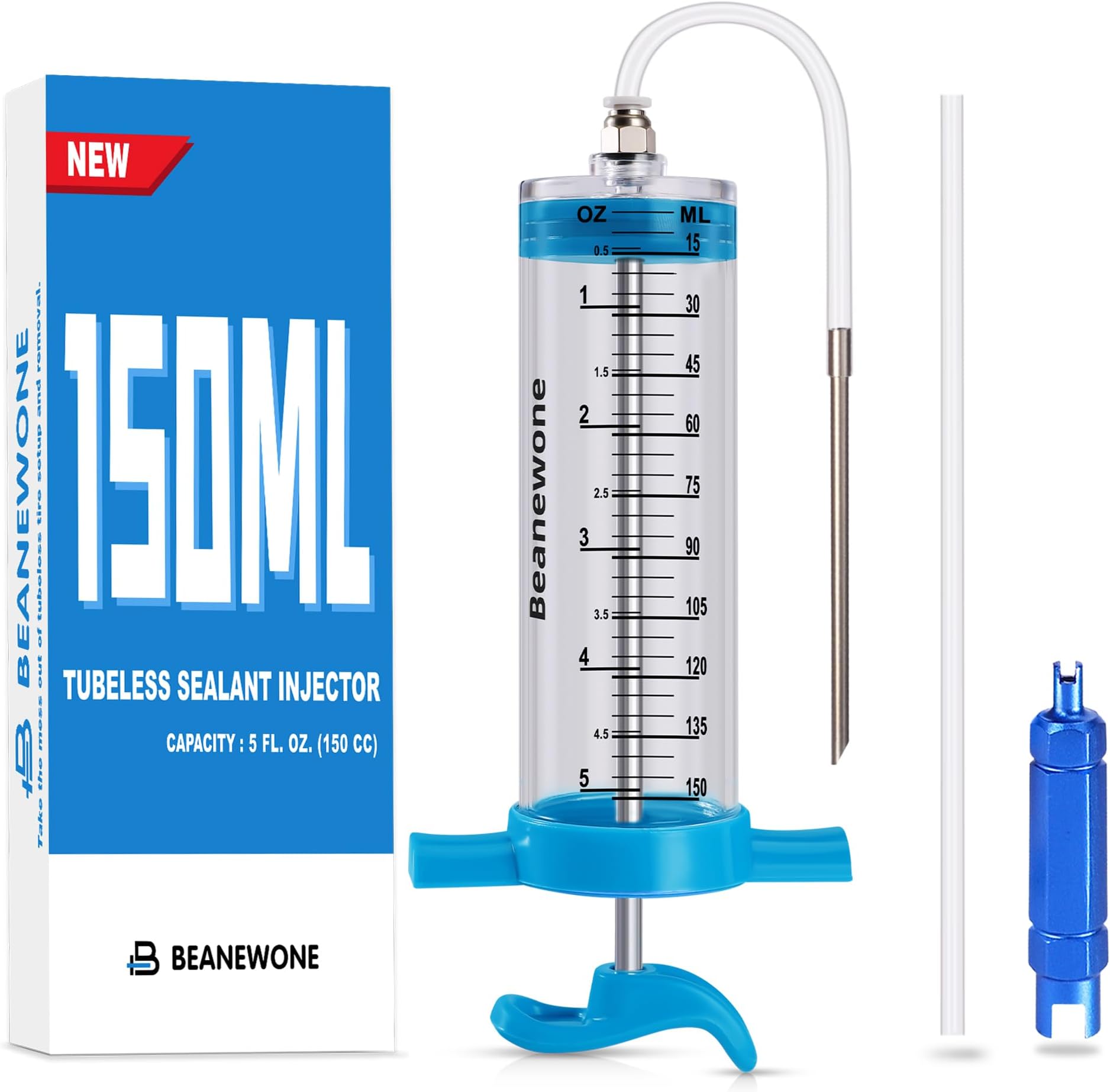 Bicycle Tubeless Tire Sealant Injector Syringe Kit, 150ml Tubeless Tyre Sealant Injector for Tubeless Tyre Sealant and Stans No Tubes Tyre Sealant