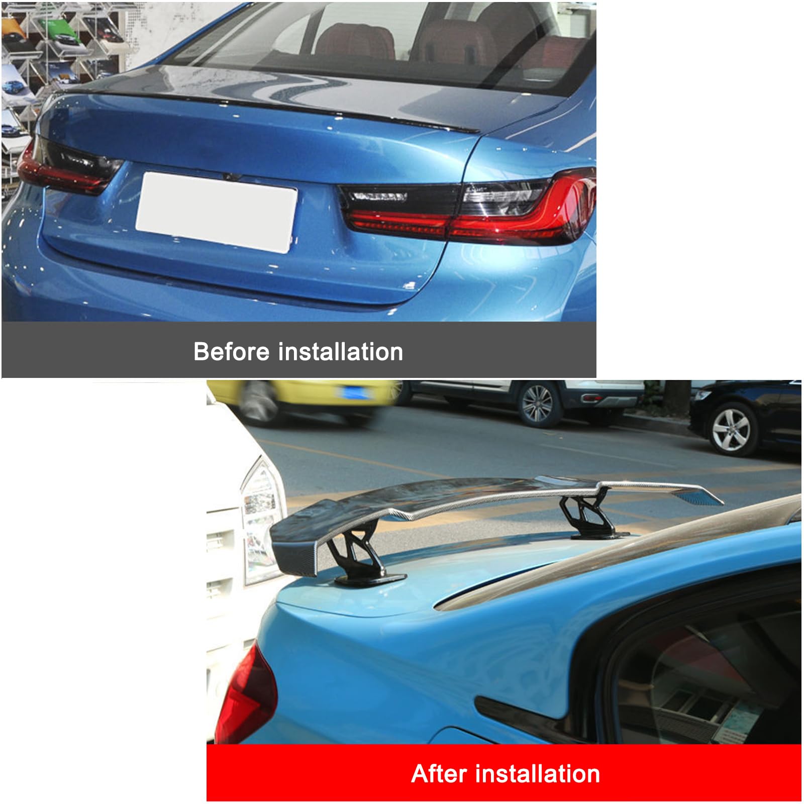 Aileron Arrière De Toit Voiture - Look Fibre Carbone, Réglable, Base Métal