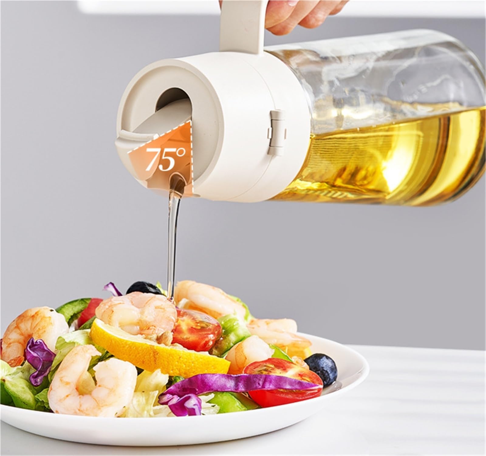 Dispenser Olio d'Oliva e Aceto Pentola For Olio In Vetro Con Apertura E Chiusura Automatica For Uso Domestico Senza Olio For Friggere E Grigliare Oliera da Tavola(Pink,650ml)
