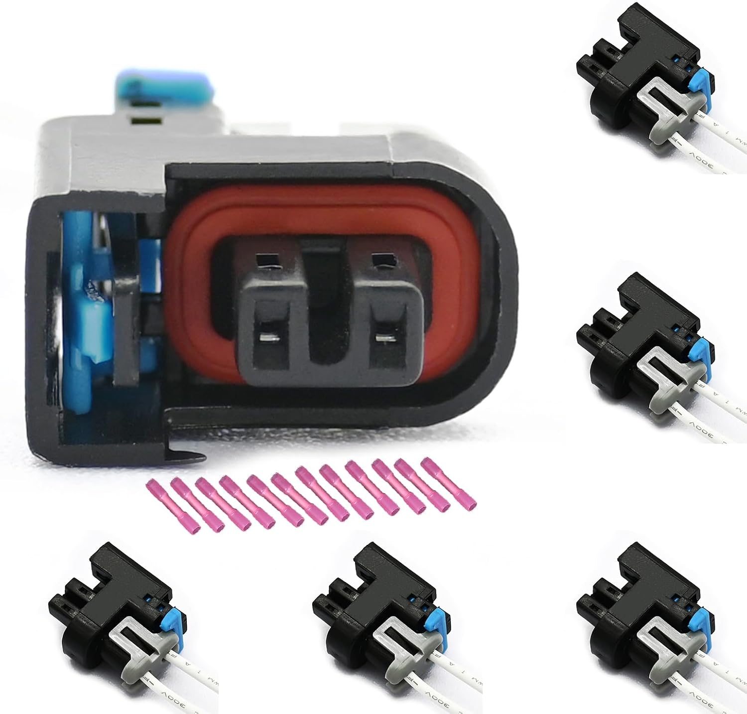 Pack of 6 88988814, PT2135, PTA1096, 57-5356 4.2L Fuel Injectors Connector Harness Pigtail Fit for Chevy Trailblazer Ext Colorado 1999-2007 Fit for Gmc Envoy XL Xuv 2002-2007, # 17113680