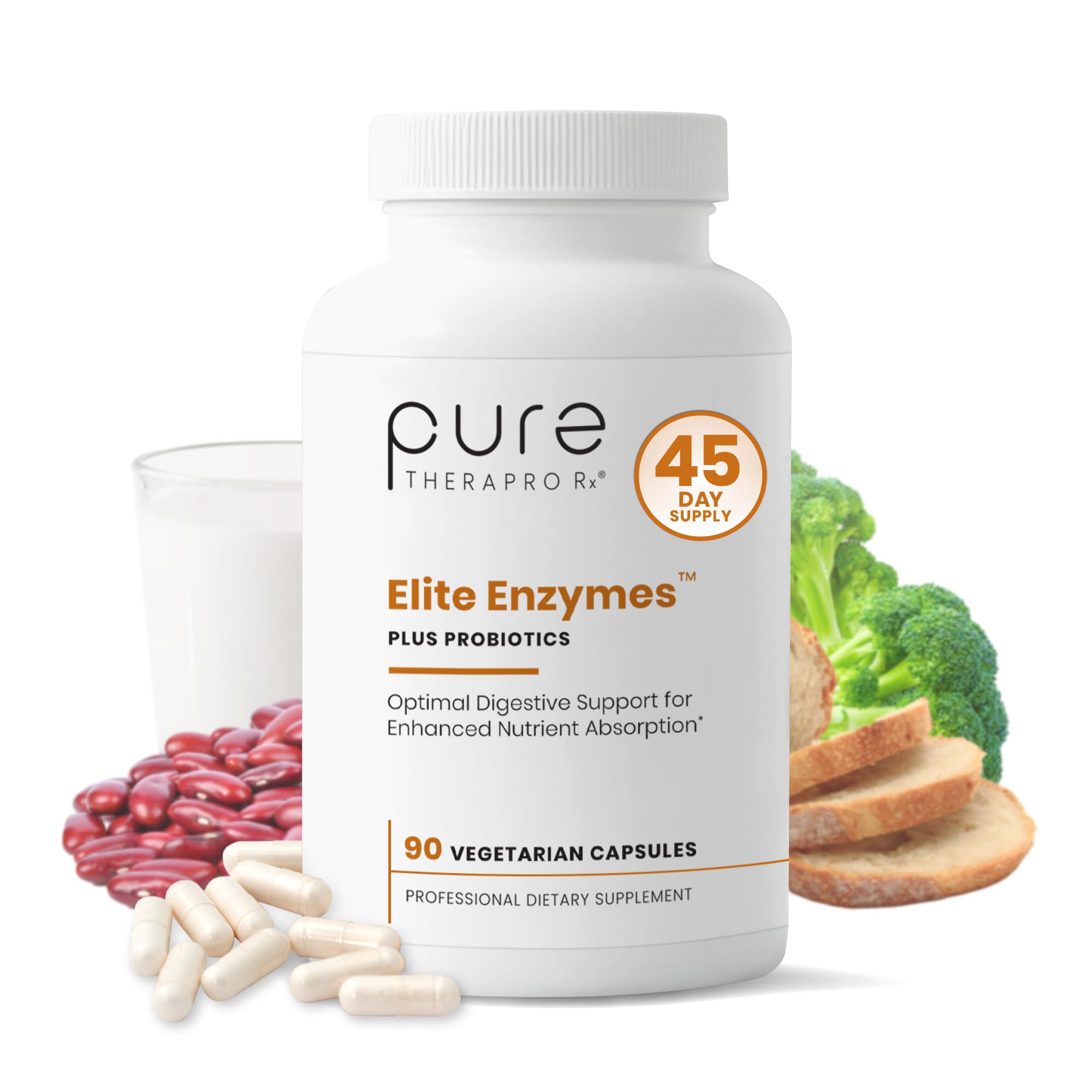 Pure Therapro Rx Elite Enzymes Extra Strength Digestive Enzymes Συμπλήρωμα για γυναίκες & άνδρες, 90 Vegan Κάψουλες
