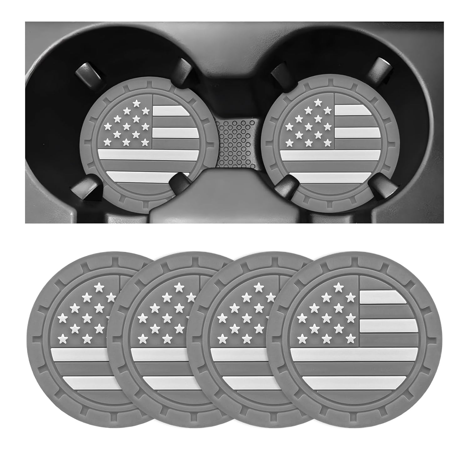 4 PCS Car Cup Holder Coasters 2 75 Inch American Flag Anti Slip Automotive Cup Holder Inserts Shockproof