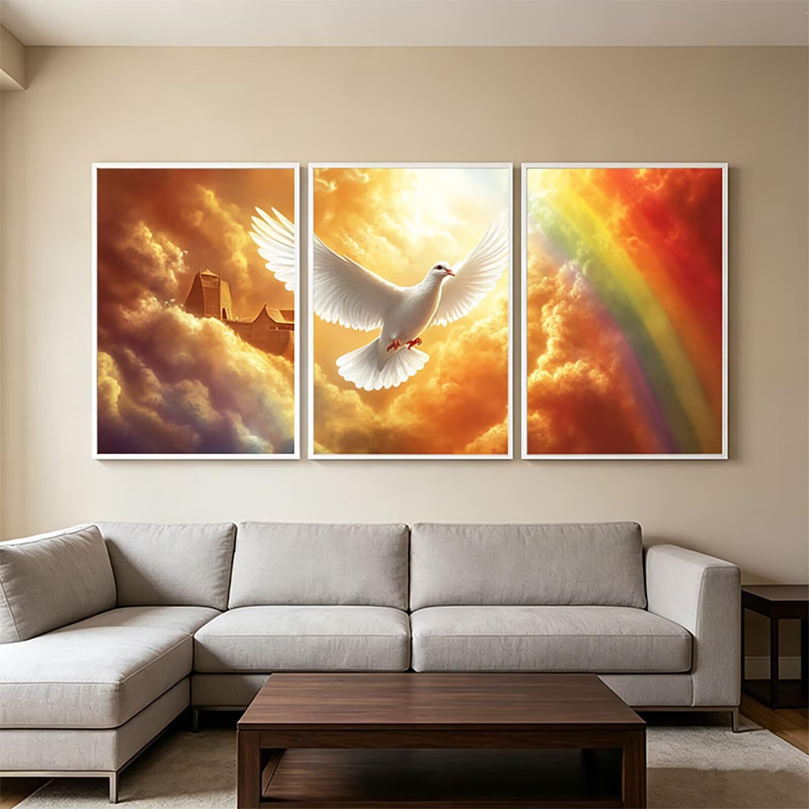 Diamond Painting Arche Noah, Strassstein Malen Nach Zahlen Erwachsene 3 Pack, Diamond Painting 60 x 40 cm Vollbohrer Leinwand zum Bemalen für Schlafzimmer Deko Wohnzimmer Büro Geschenke Taube PZSH0539