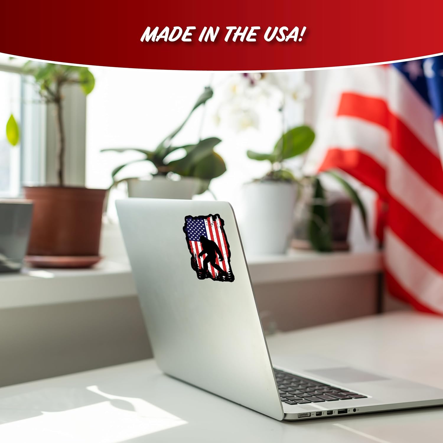 Patriotic Sasquatch Decals - Set of 3 USA Flag Bigfoot Silhouette Vinyl Stickers for Vehicles Truck Window Bumper - Made in The USA - Image 7