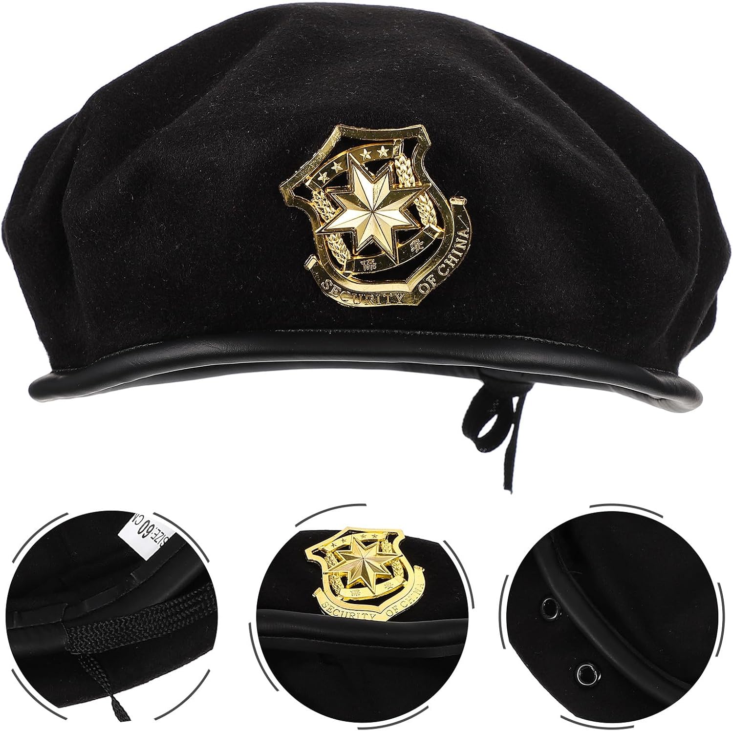 Holibanna Woolen Beret for Women Vintage French Dancing Performance Stage Black Wool Blend Gold Style