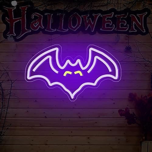 Miniatura 6 de Letreros de neón de fantasma de Halloween, decoración de Halloween, letrero de luz LED de neón para decoración de pared de ventana de dormitorio,