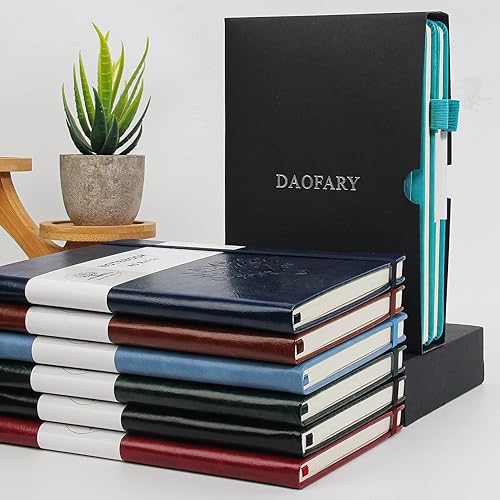 Miniatura 7 de Daofary Paquete de 2 cuadernos rayados con soporte para bolígrafo, cuadernos de cuero A5 con 160 páginas, papel grueso de 100gsm, cuaderno de tapa