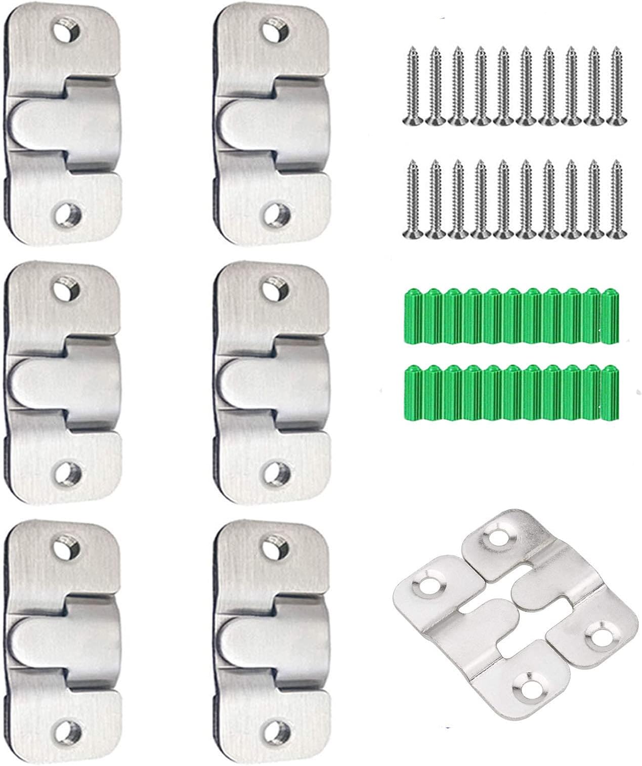 Steel Flush Concealed Mount Brackets, Universal Furniture Connector Z Clip Brackets for Pictures Mirrors Frames etc. (6 Pairs Small)