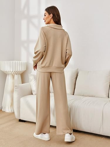 Glamaker Women 2 Piece Outfits 2023 Fall Sweatsuit Hoodie Set Oversized Half Zip Sweatshirt Sweatpant Lounge Set Tracksuit Black XL, Black, XL price in UAE | Amazon UAE