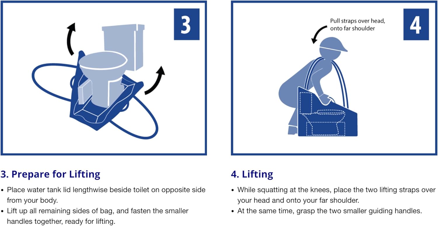 Toilet Bag - Lift, Carry, Store, Service & Remove Toilets | Professional Plumber Carrying Bag | Plumbing Tools & Parts - Flapper, Fill Valve, Flush Handle, Snake, Repair Kit & Wax Ring