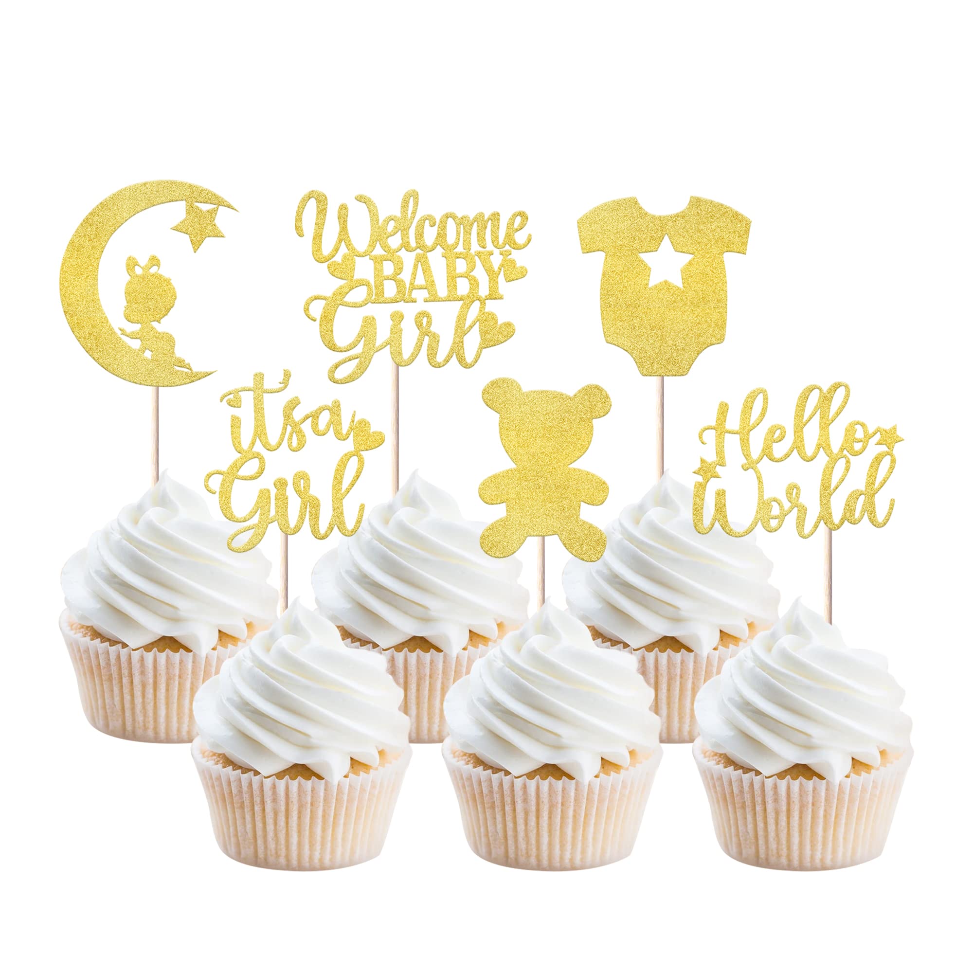 Buy 24 Pack Baby Girl Cupcake Toppers It's a Girl Star and Moon