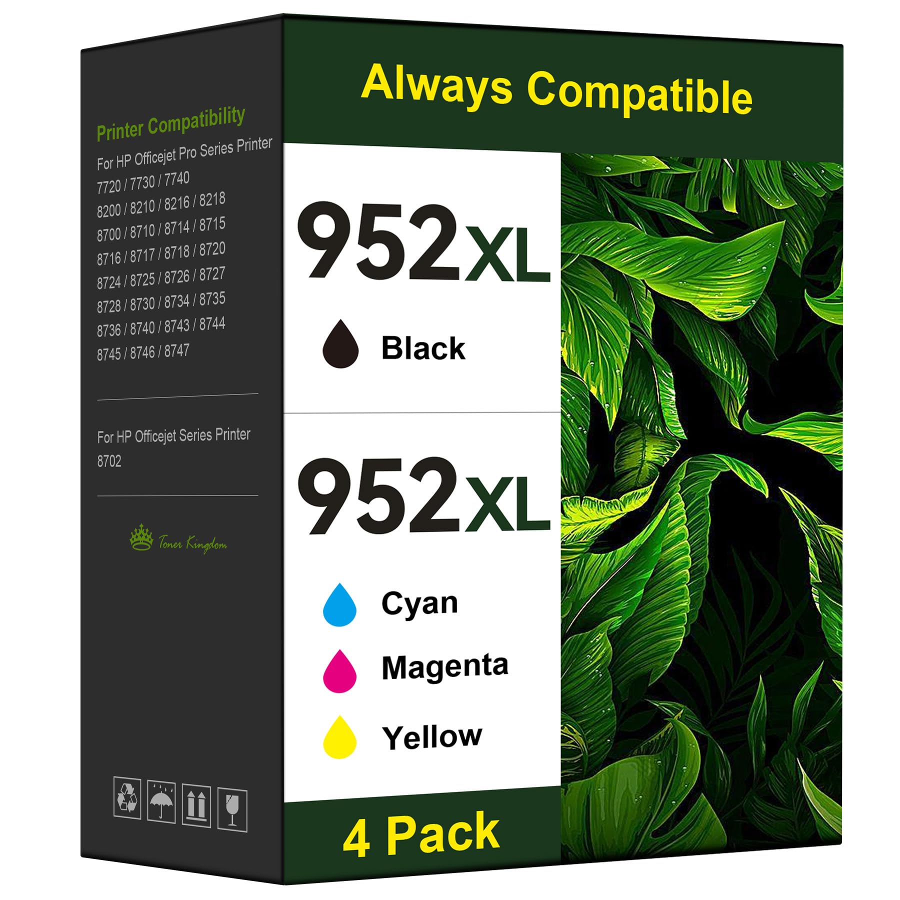 Toner Kingdom Ink Cartridges Remanufactured for HP 952 XL Ink Cartridge Combo Pack Work for HP OfficeJet 8702 OfficeJet Pro 7720 7740 8210 8710 8720