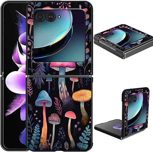 Vista 196 de Funda para Motorola Moto Razr Plus 2023 con protección de pantalla, cubierta trasera de policarbonato duro delgada y ultrafina con patrón de estante