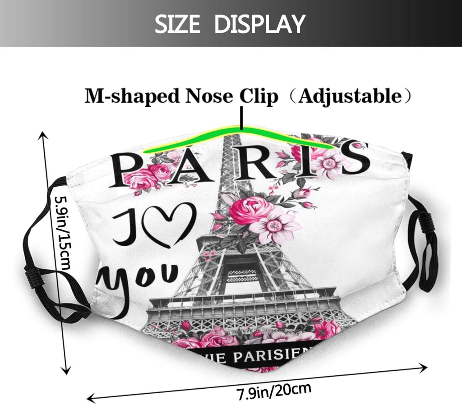 🔥 Fillter Face Cloth for adult,Paris Eiffel Tower Print,Reusable Windproof Mouth Anti Dust Double Protection