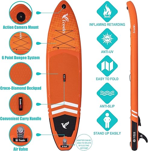 Miniatura 3 de Freein Kayak SUP - Tabla de remo inflable ISUP de 10 pies10 pies 6 pulgadas11 pies, adaptador de bomba, bomba de doble acción, 2 palas, aletas