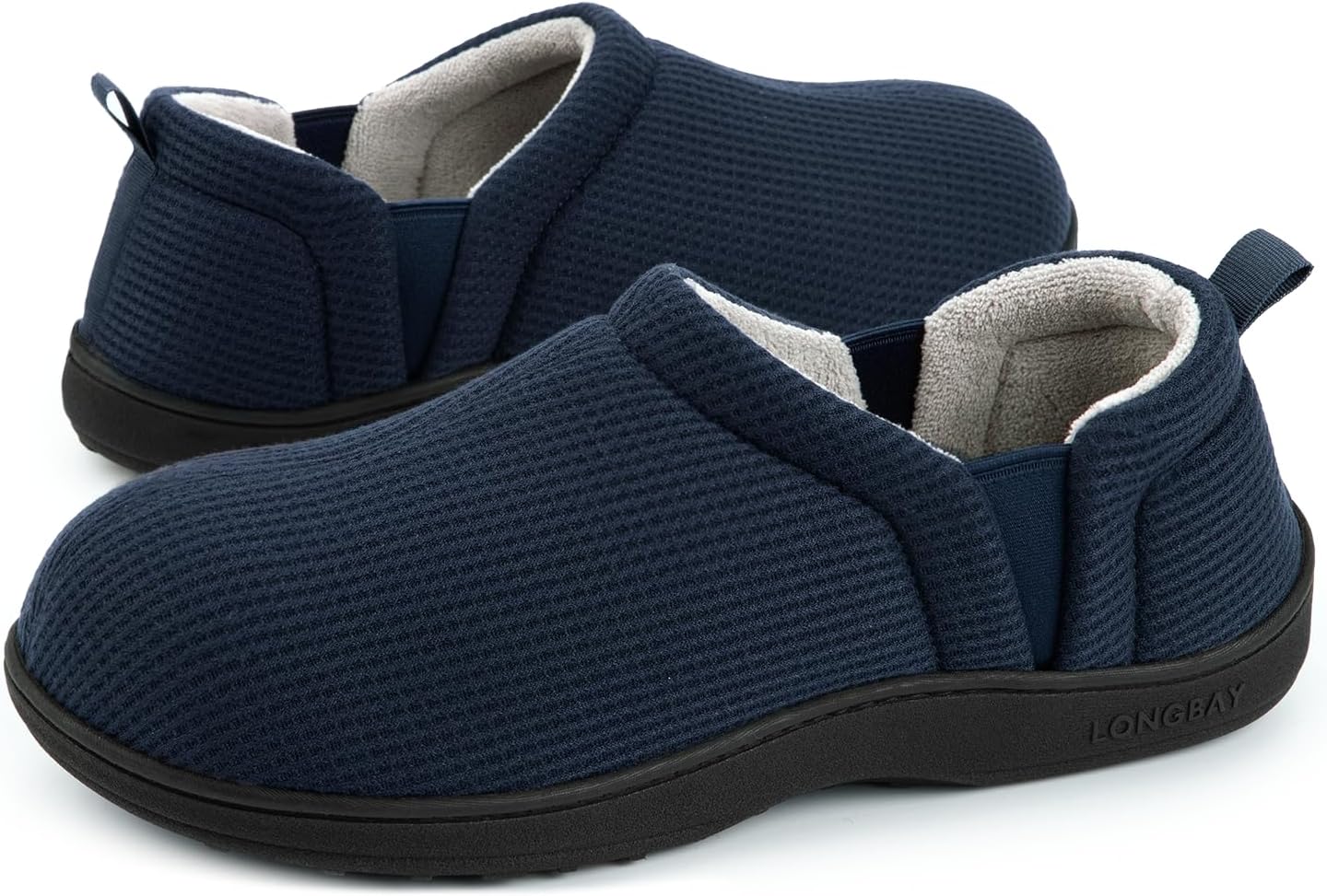 LongBay Men's Slippers Warm Bedroom House Shoes Slip-On Memory Foam Winter House Slippers for Indoor Outdoor