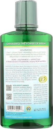 Vista 4 de Auromere Ayurvedic Mouthwash - Vegan, Fluoride Free, Alcohol Free, Natural, Non GMO (16 fl oz), 1 Pack