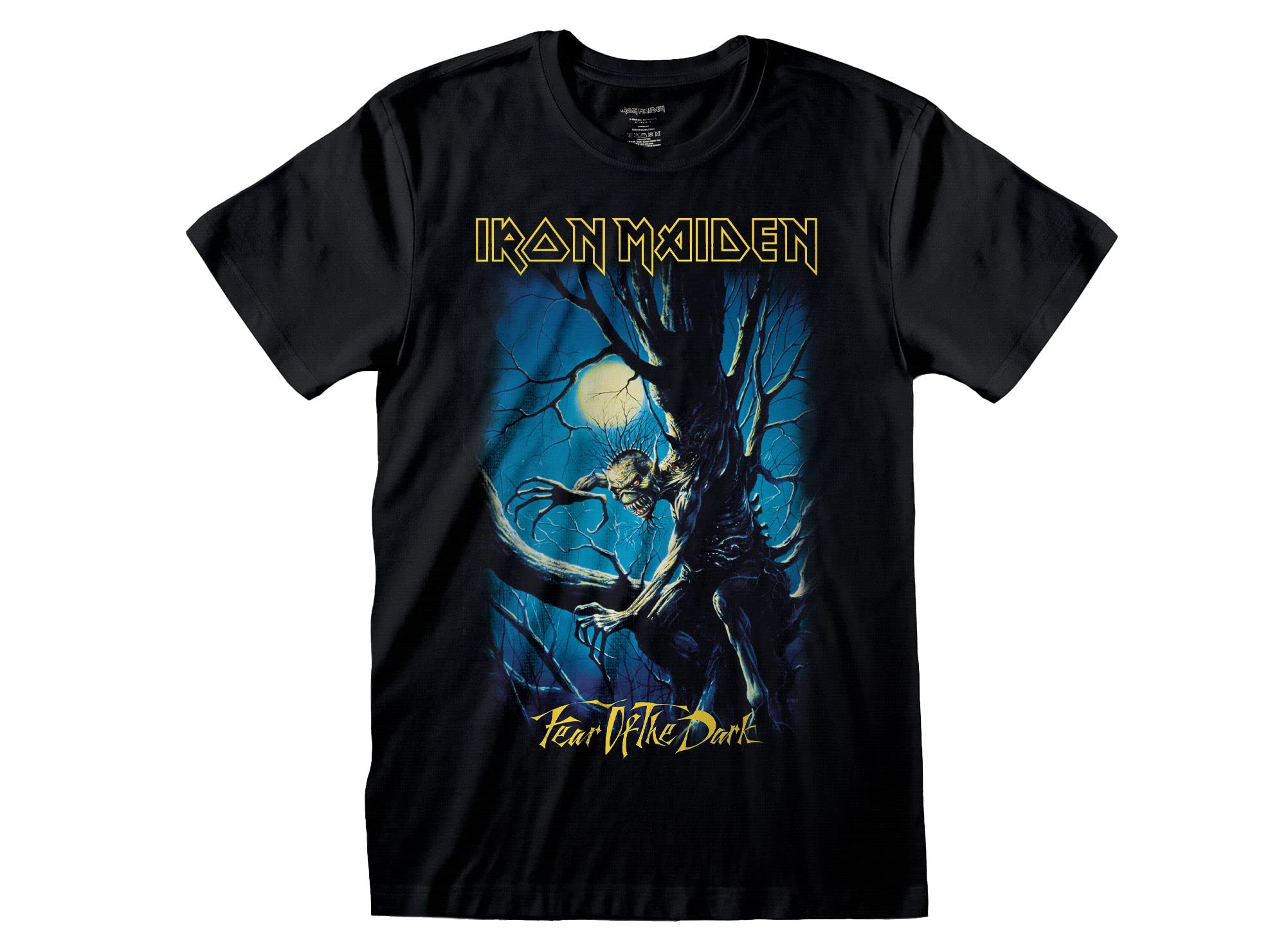 T-shirt Iron Maiden Fear of The Dark. T-shirt Rock Officiel Noir. Bande Heavy Metal. Coton Unisexe. Adulte Garçon.