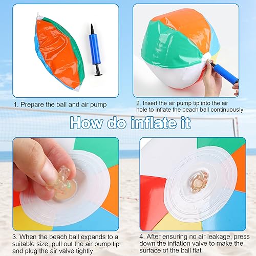 Miniatura 4 de 2 paquetes de pelotas de playa, pelotas de playa de 20 pulgadas, pelotas de piscina de color arcoíris para piscina, juguetes de playa inflables para