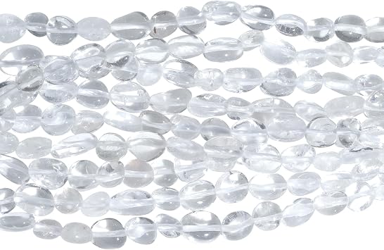 32" Tumbled Gemstone Chip Loose Beads for Jewelry Making, 6-10mm Polished Crystal Drilled Bead Craft Irregular Shaped, Rock Quartz