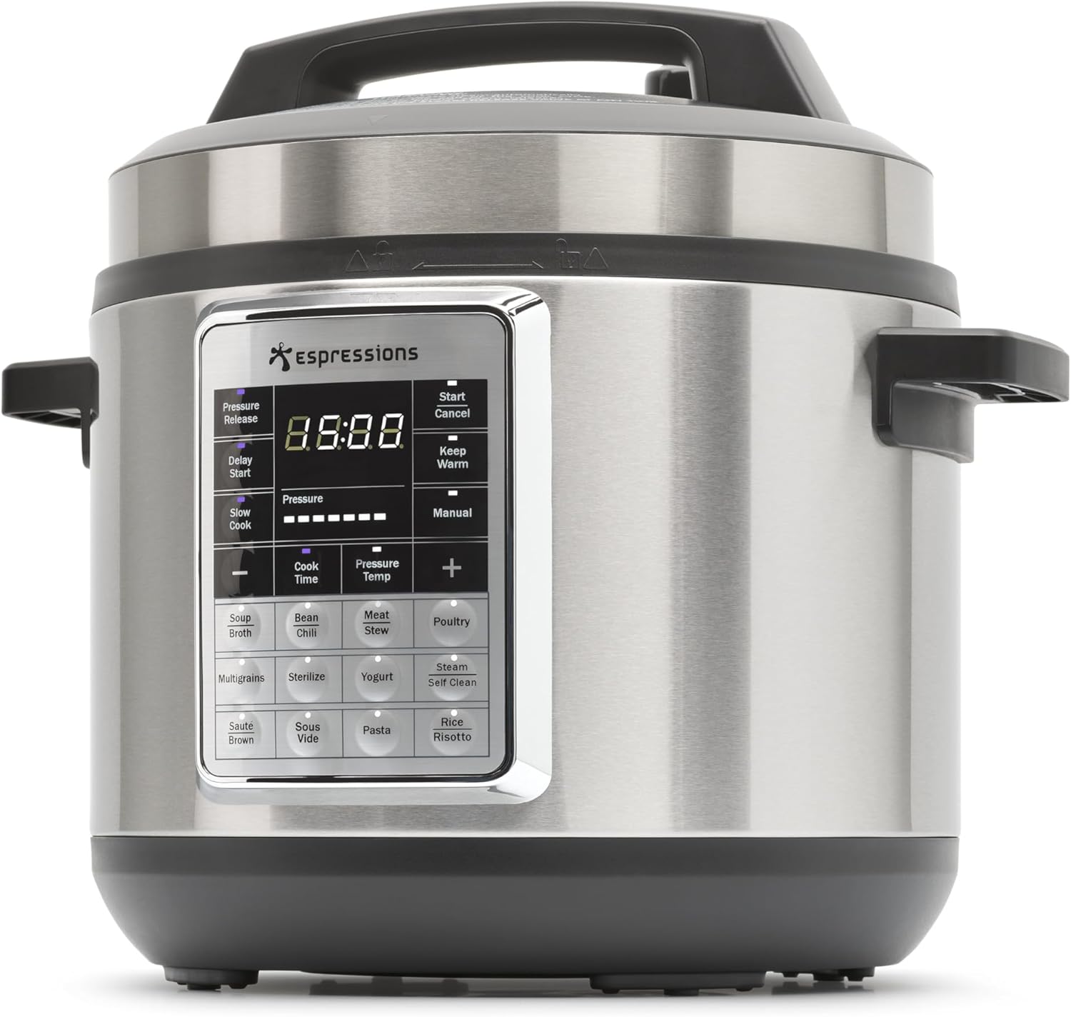 Front view of Espressions Smart Pressure Cooker with control panel