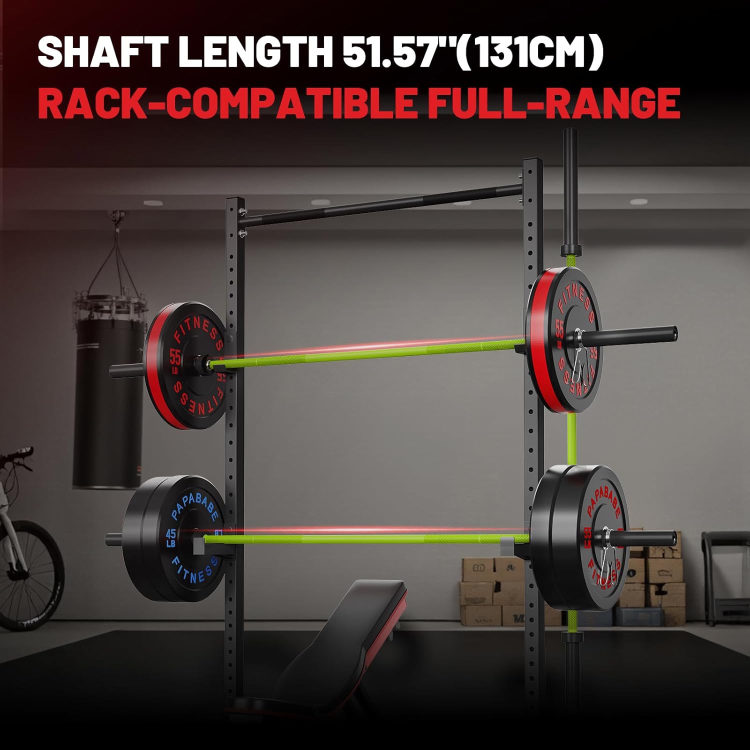 7FT Olympic Barbell 45 lb Barbell 2 INCH 1000lbs/1500lbs Capacity Olympic Bar with Moderate Knurling For Squats Curls Deadlifts