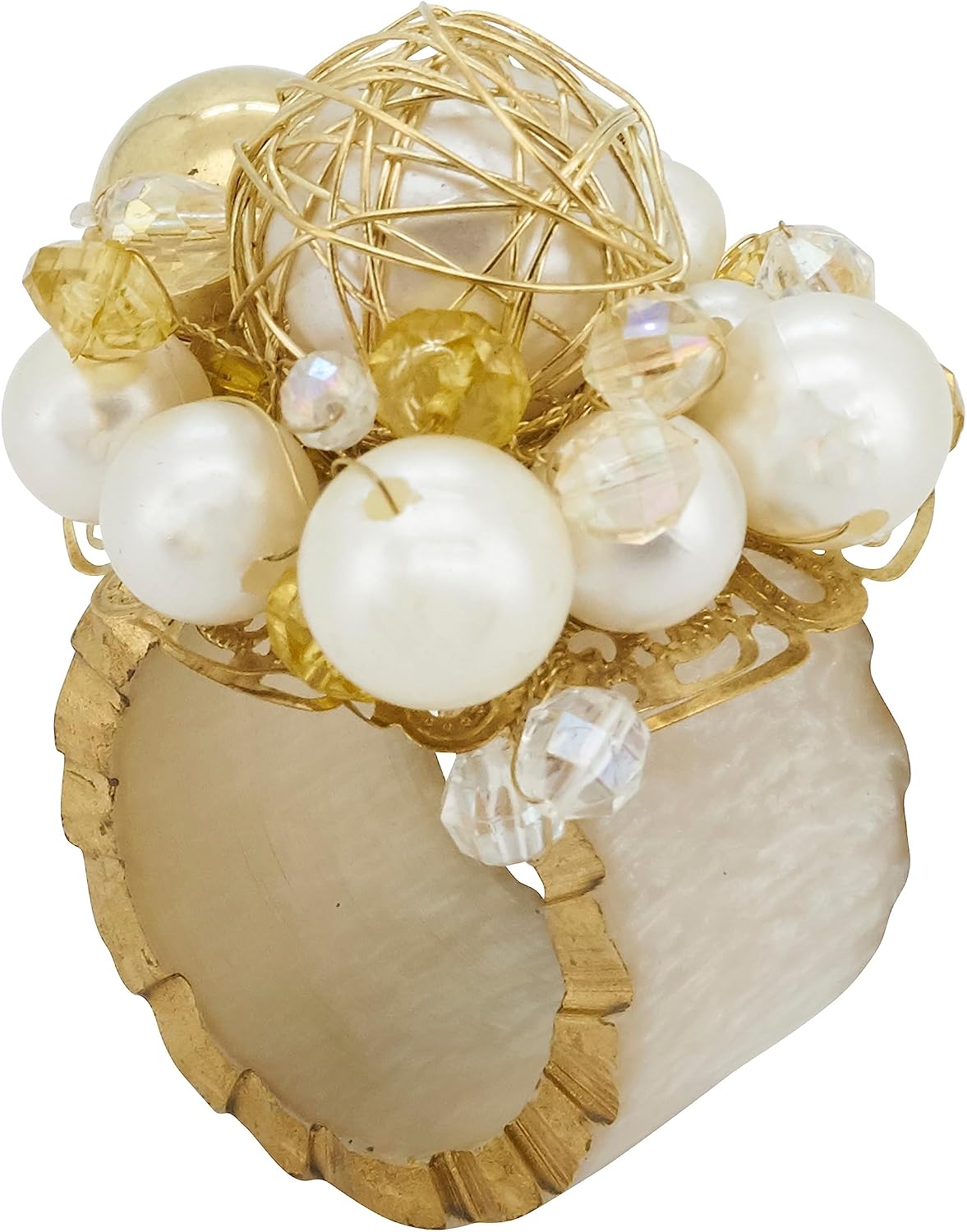 Golden Glam Beaded Napkin Ring (Set of 4)