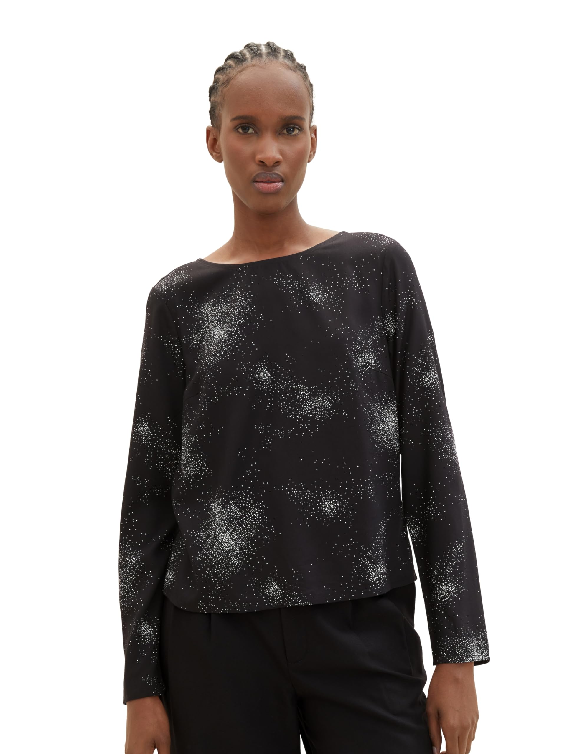 TOM TAILOR Denim Women's Blouse, 34011 - Black Sparkle Print, Large