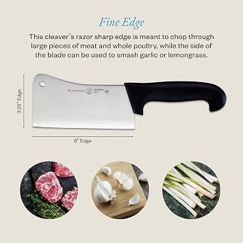 Messermeister Pro Series 6 Heavy Meat Cleaver - German X50 Stainless Steel & NSF-Approved PolyFibre Handle - 15-Degree Edge, Rust Resistant & Easy to Maintain - Made in Portugal
