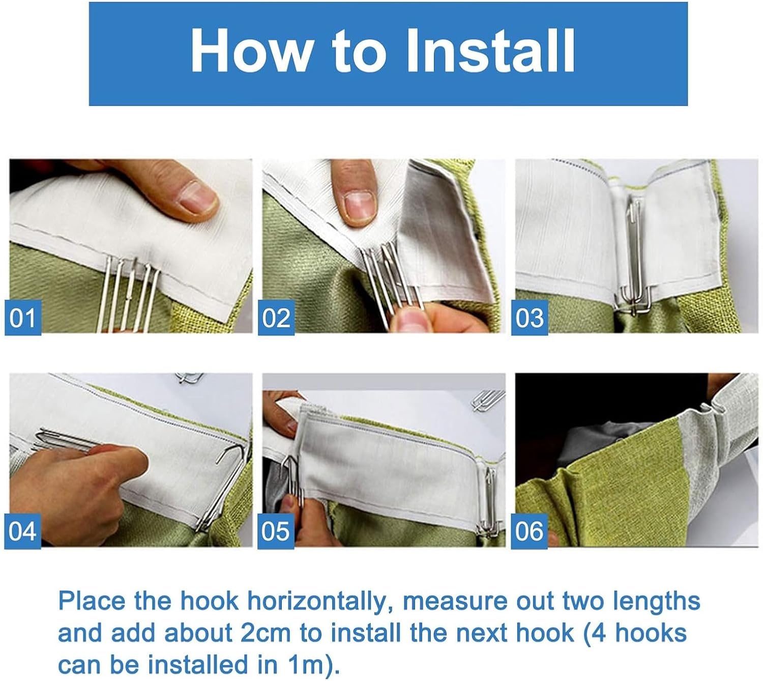 INCREWAY Curtain Accessory Set 20 Meters/21.87 Yards White Curtain Tape Curtain Heading Deep Pinch Pleat Tape with 100 Pcs Stainless Steel 4 Prong Curtain Pleater End Tape Hooks