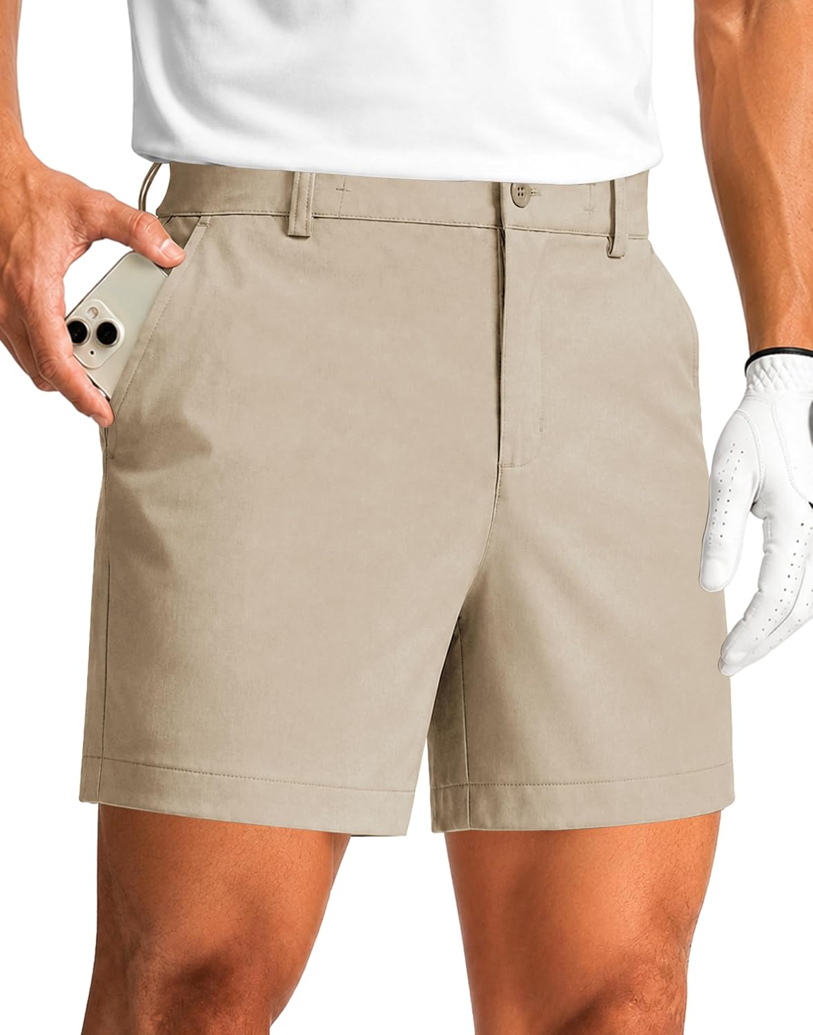 JWM Mens Golf Shorts 5"/7" Inseam - Stretch Lightweight Quick Dry Performance Casual Work Shorts with Mulit Zipper Pockets