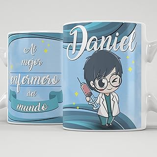 Comprar Taza para el mejor enfermero personalizada con nombre, taza de cerámica calidad premium 350ml hecha a mano, regalo original, divertido y personal.