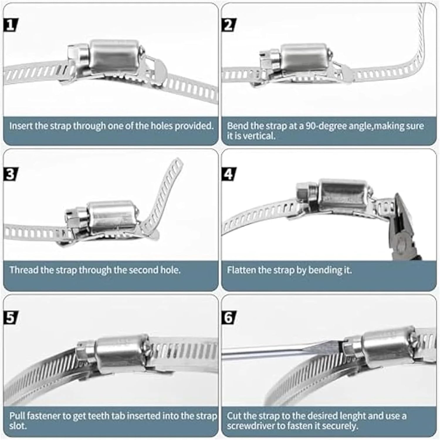 Versatile 1 SET 304 Stainless Steel Hose Clamps Kit Adjustable Worm Gear Band Duct