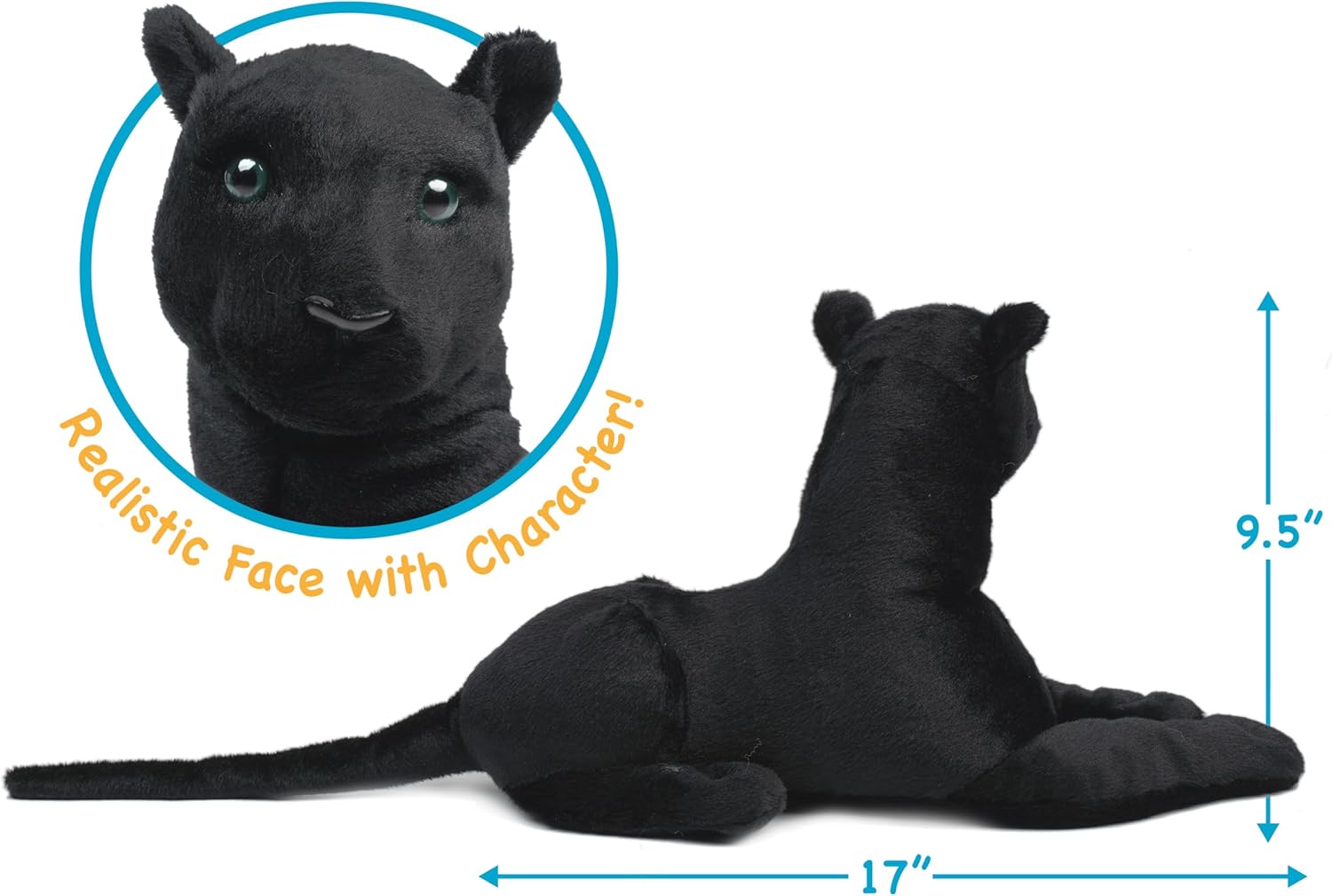 TigerHart Sid The Panther - Squeeze Me! - 17 Inch (Tail Measurement Not Included) Stuffed Animal Plush Cat
