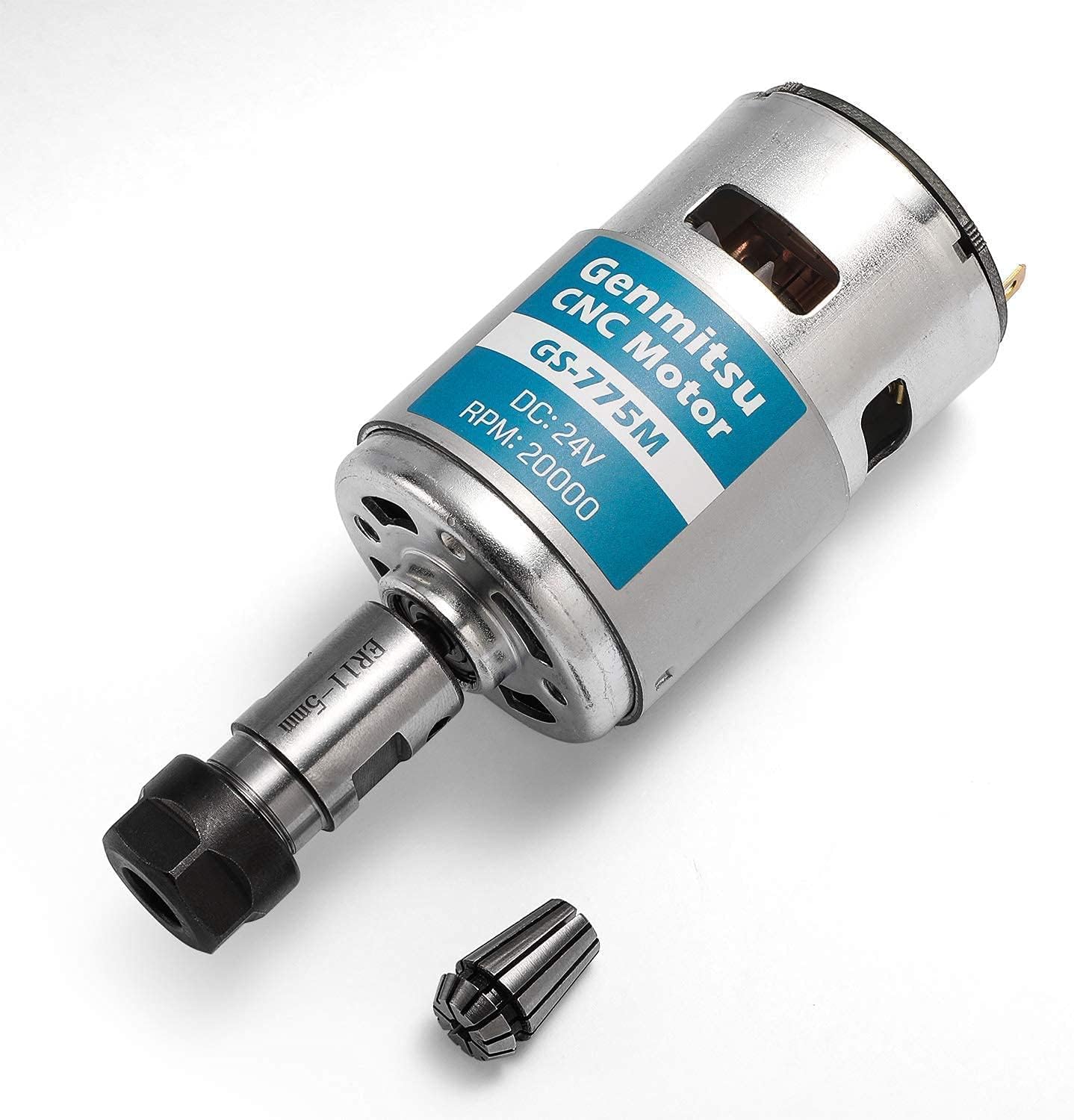 Genmitsu GS-775M 20000RPM 775 CNC Spindle Motor with 5mm ER11 Collet Set+Genmitsu 4pcs ER11-A Collet Clamping Nut for CNC Milling Chuck Holder Lathe