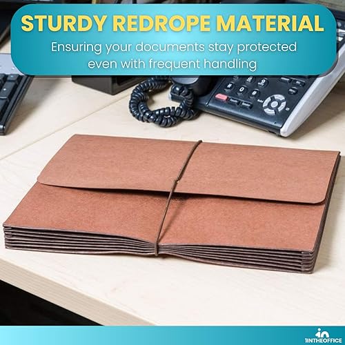 Miniatura 5 de 1InTheOffice Cartera expandible con solapa y cierre de cordón, expansión de 5-1/4 pulgadas, tamaño carta, redrope, paquete de 2