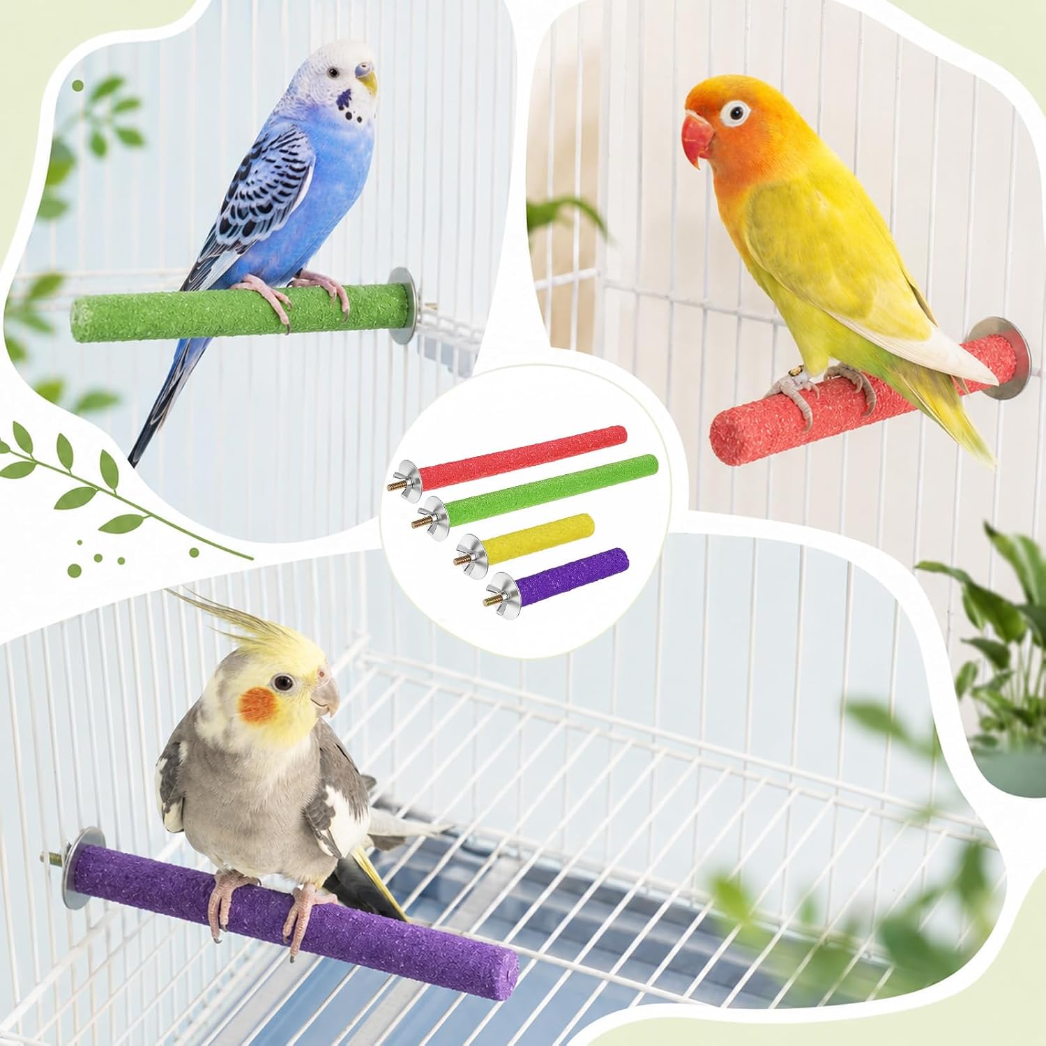 4Pcs Bird Perches for Cage, Parrot Perch Stand Cage Accessories image 5