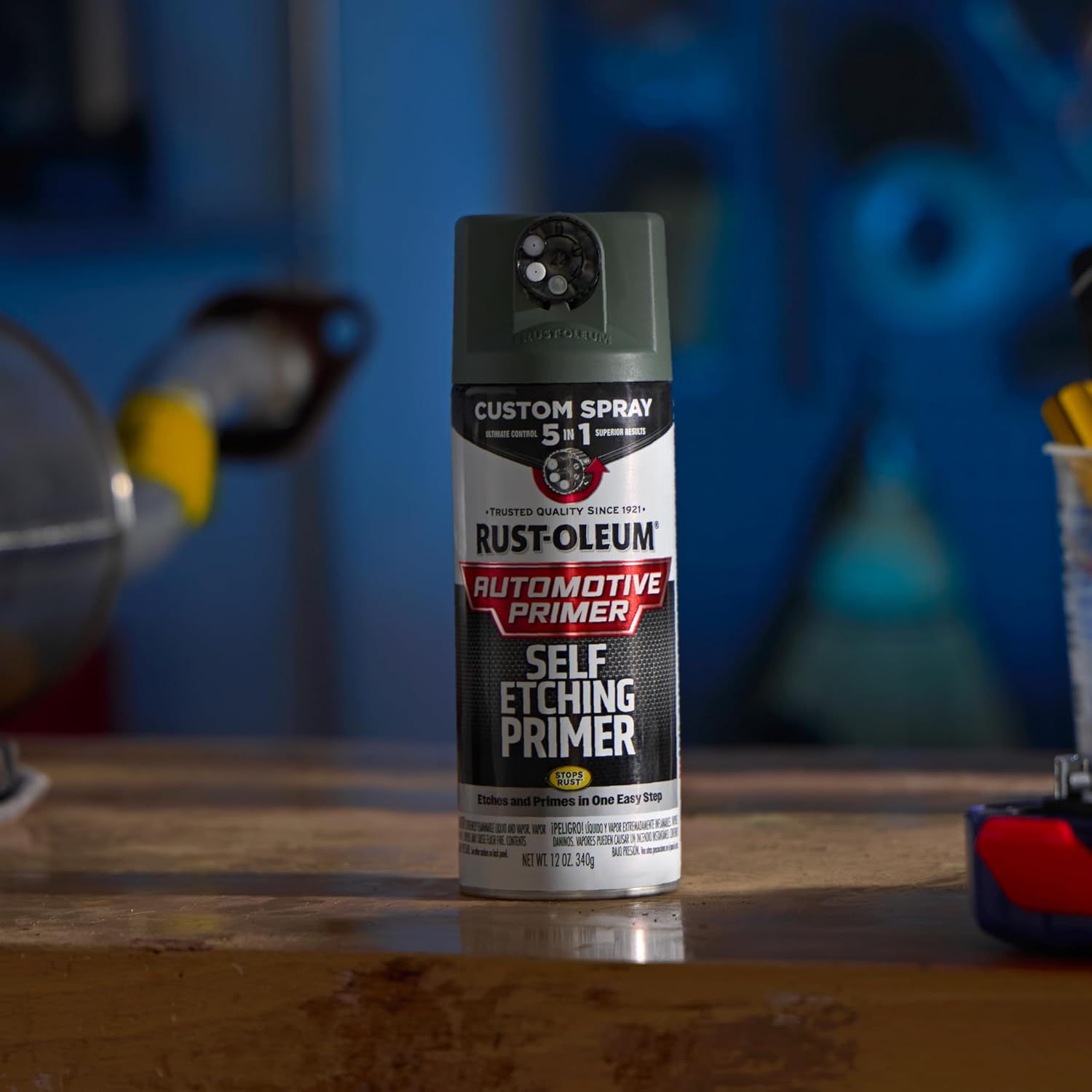 Rust-Oleum Automotive Self Etching Primer Custom Spray 5-in-1, 12 oz, Matte Dark Green, 6 Pack