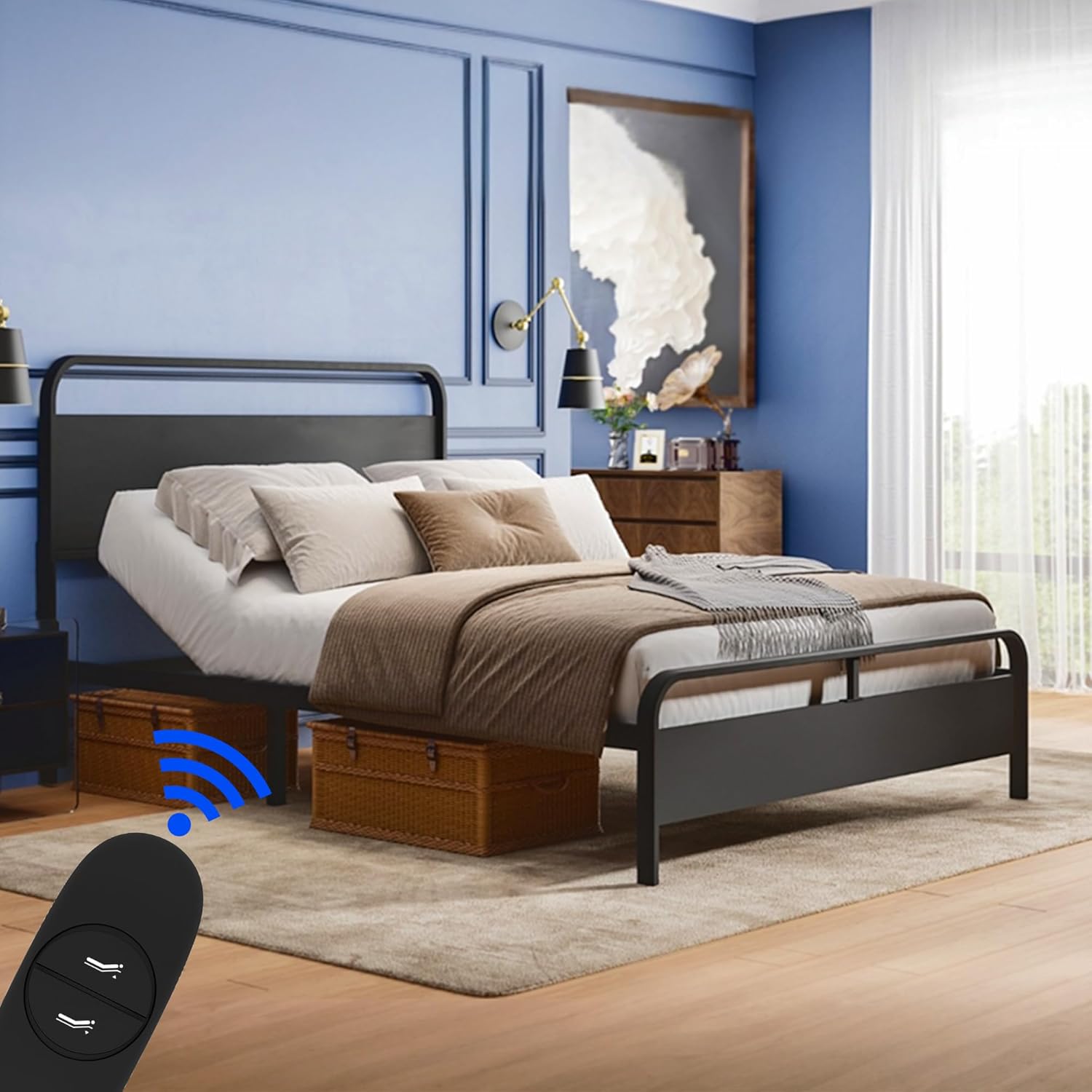 FlexiSpot Queen Adjustable Bed Frame with Headboard: 0-60° Head Incline, Quiet DC Motor, Easy Assembly for Relief & Relaxation