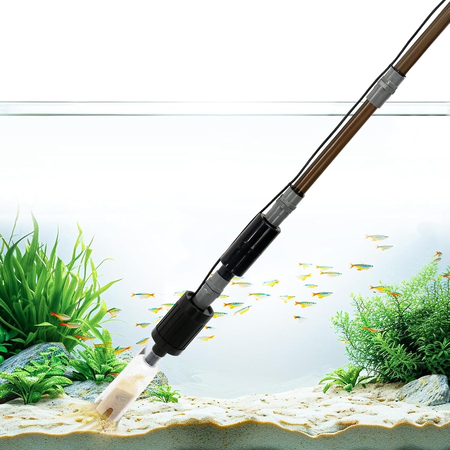Aquarium Gravel Cleaner with Strong Suction Electric Fish Tank Cleaning Tools 6 in 1 Fish Tank Gravel Cleaner Vacuum Automatic Aquarium Vacuum Cleaner Kit for Wash Sand Water Changing US